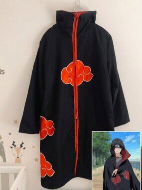 Naruto Akatsuki Cosplay Costume Cloak Robe Trench for Adult / Teen L/XL Obito